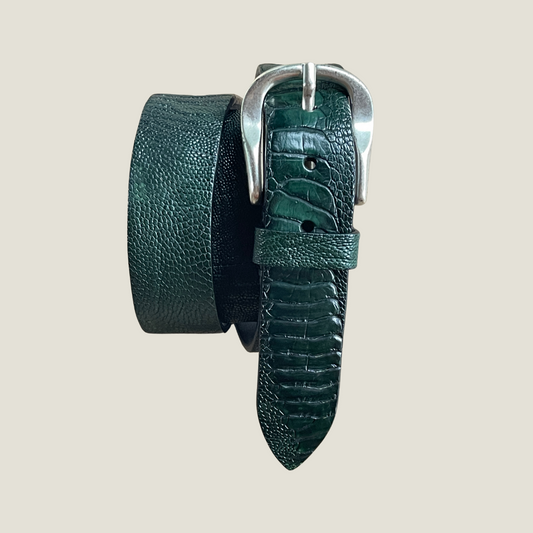 Straußenleder Gürtel 3,5 cm breit 95 cm Handbemalt Unisex