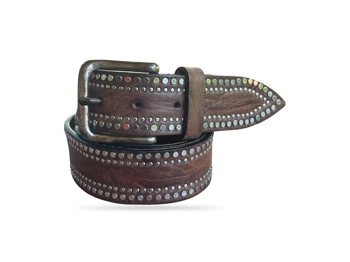 Leder Nietengürtel 4 cm breit 90 cm handgefertigt