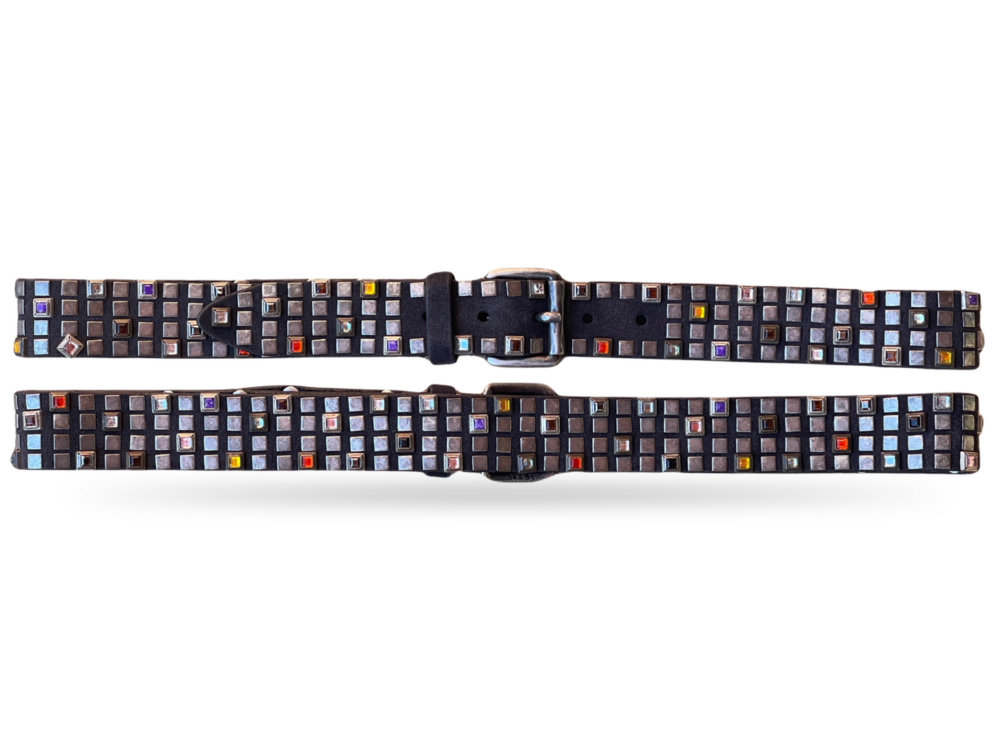 Nietengürtel Nubukleder 3,5 cm breit 90 cm Hangefertigt