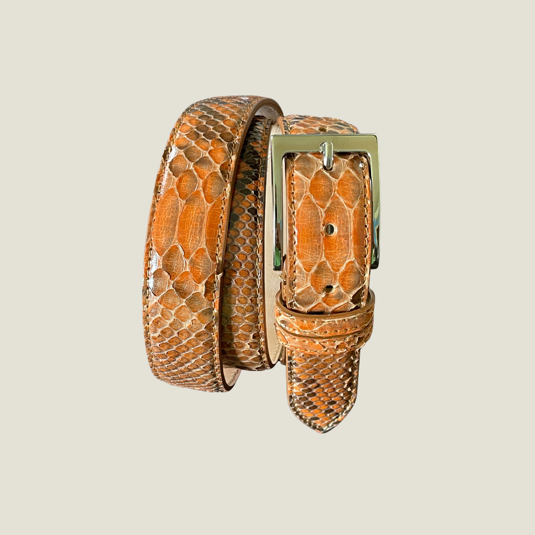 Pythonleder Gürtel 3,5 cm breit Handgefertigt Italien