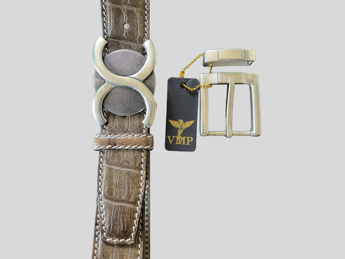 VMP Ledergürtel 4 cm breit 85 cm Krokodil Prägung