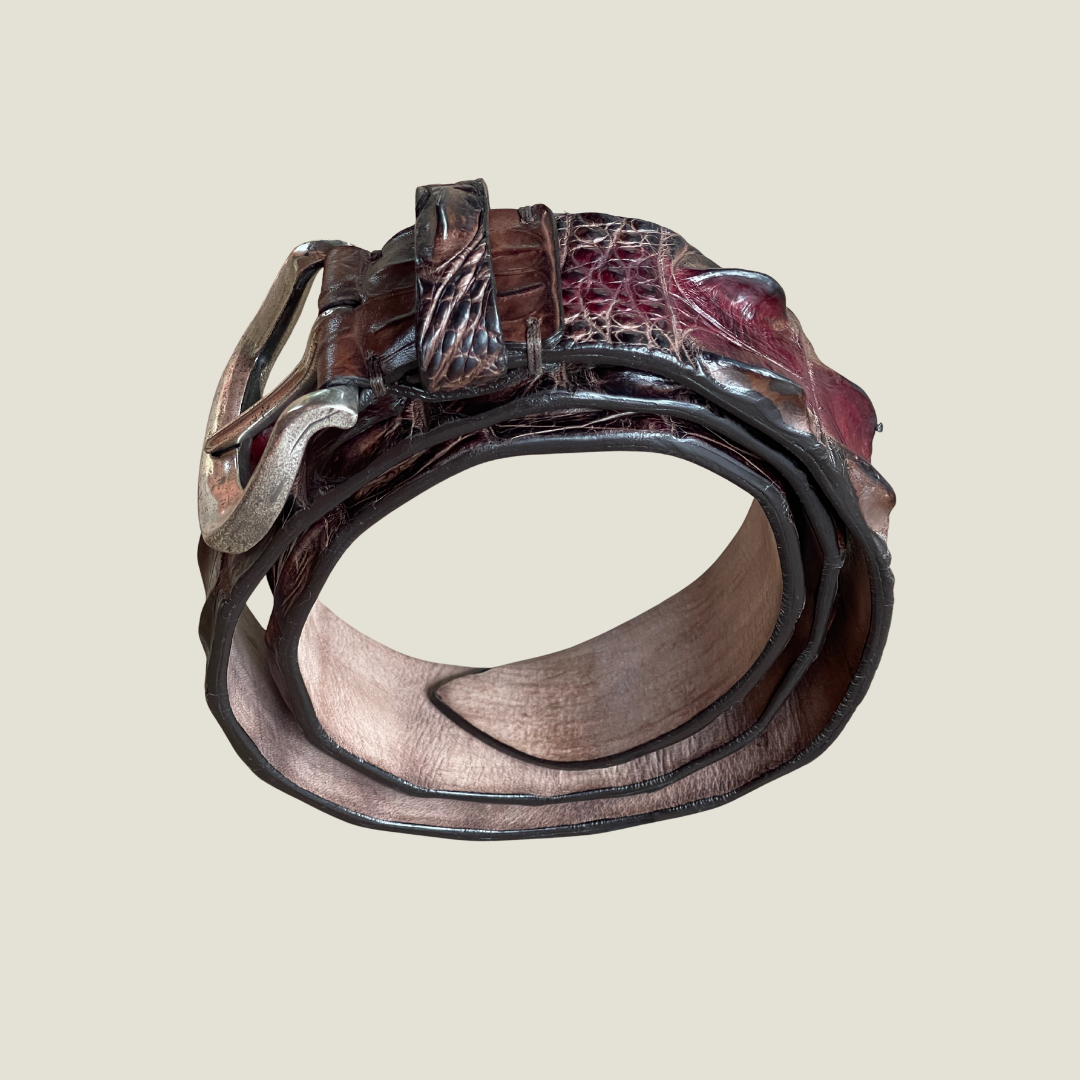 Krokodilleder Gürtel 4 cm breit 90 cm handbemalt |