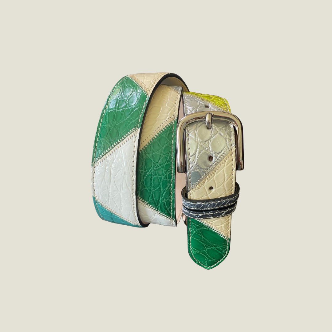 Gürtel Alligatorleder Patch Handgemacht Unisex 4cm breit