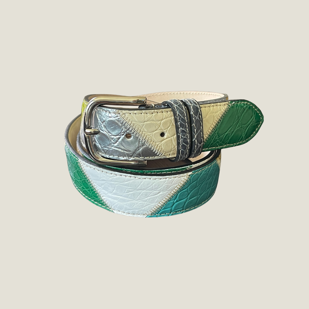 Gürtel Alligatorleder Patch Handgemacht Unisex 4cm breit