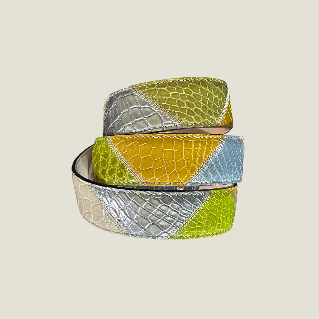 Gürtel Alligatorleder Patch Handgemacht Unisex 4cm breit