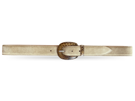 Nubuk Rindsleder Damen Gürtel 90 cm Beige