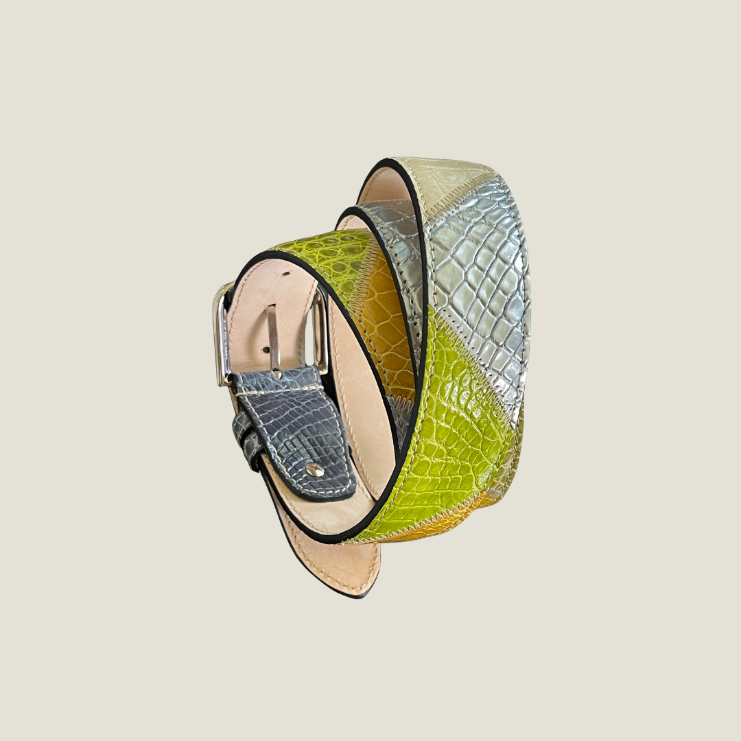 Gürtel Alligatorleder Patch Handgemacht Unisex 4cm breit