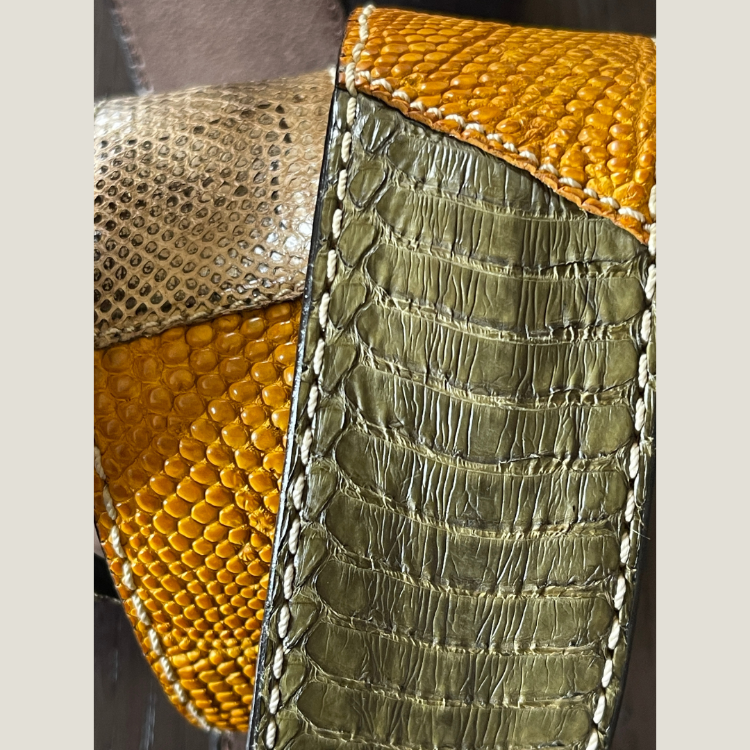 Python Kobra Patch Gürtel 4 cm breit 90 cm Unisex