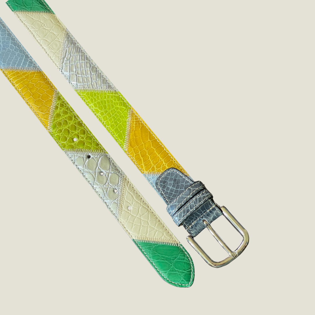 Gürtel Alligatorleder Patch Handgemacht Unisex 4cm breit