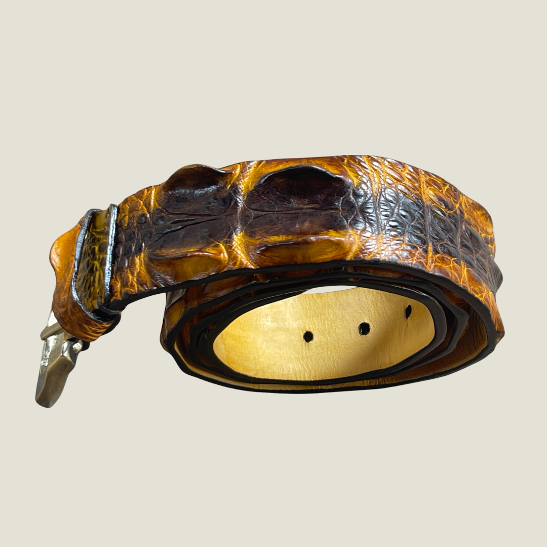 Krokodilleder Gürtel 4 cm breit 90 cm handbemalt