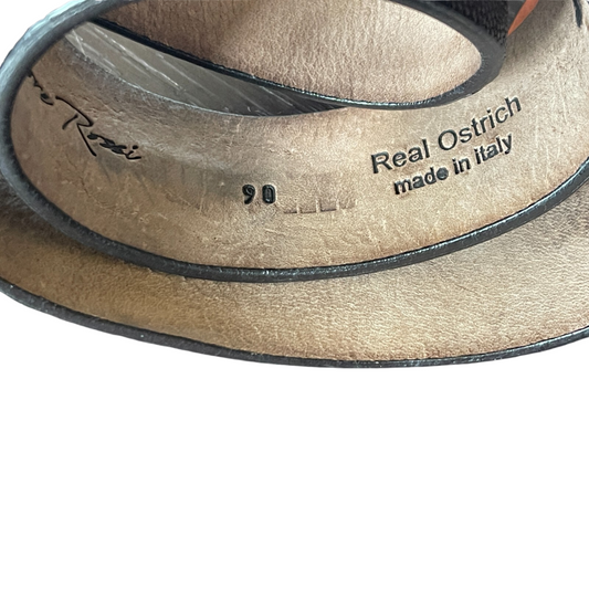 Straußenleder Gürtel 4 cm breit 90 cm Unisex Handgemacht Italien