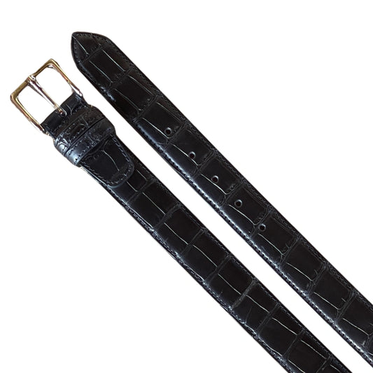 Alligatorleder Gürtel 3,5 cm breit Nachtblau handarbeit Unisex