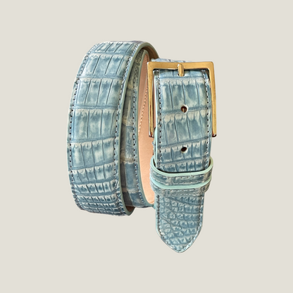 Alligator Ledergürtel 3,5 cm breit Handarbeit