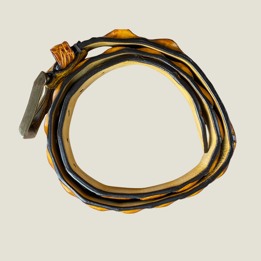 Krokodilleder Gürtel 4 cm breit 90 cm handbemalt