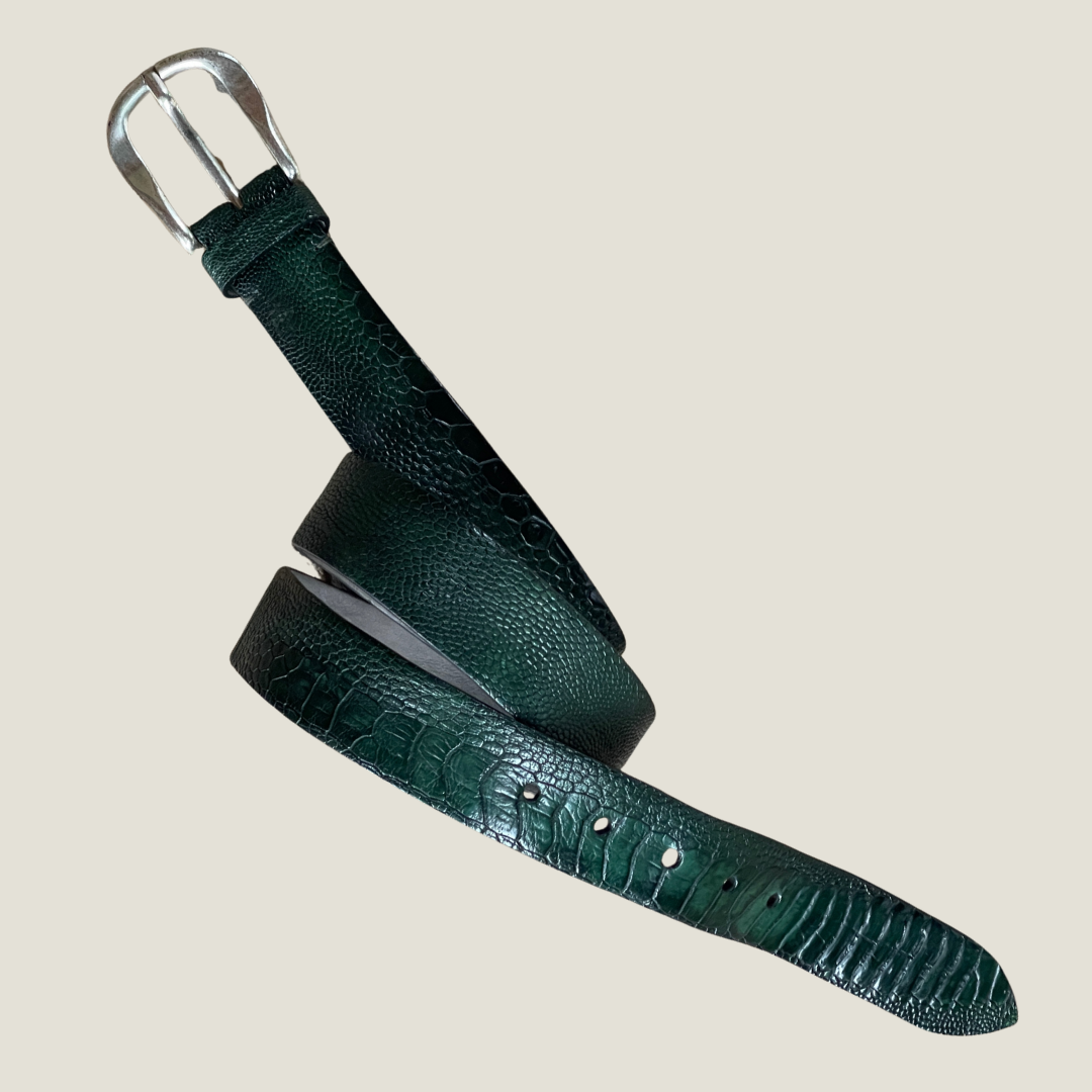 Straußenleder Gürtel 3,5 cm breit 95 cm Handbemalt Unisex