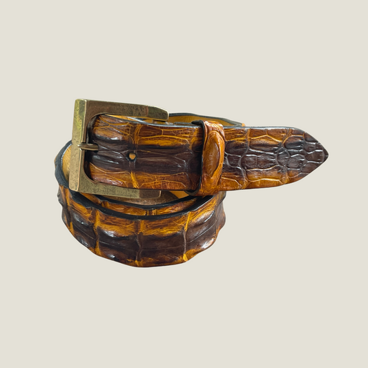 Krokodilleder Gürtel 4 cm breit 90 cm handbemalt