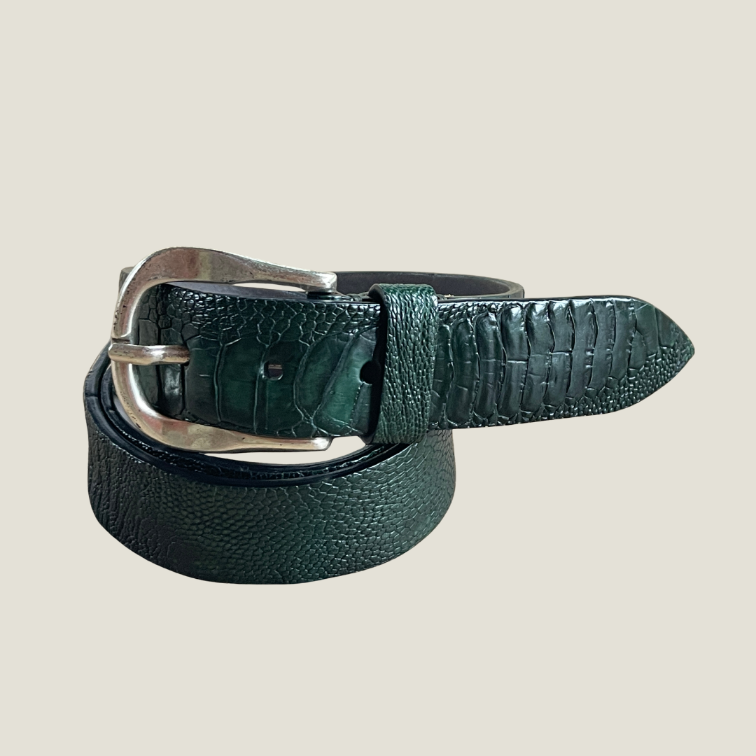 Straußenleder Gürtel 3,5 cm breit 95 cm Handbemalt Unisex