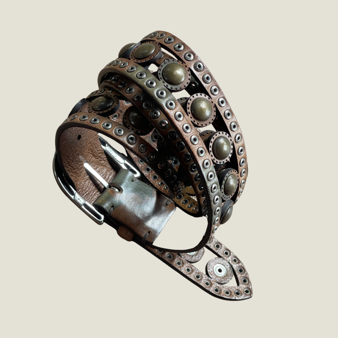 Ledergürtel 95 cm Camouflage Nieten Unisex