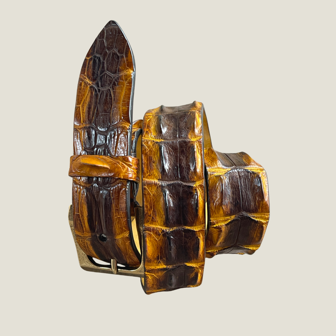 Krokodilleder Gürtel 4 cm breit 90 cm handbemalt