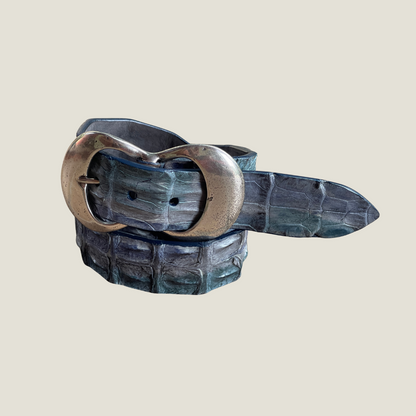 Gürtel echt Krokodilleder 4 cm breit 100 cm Handbemalt