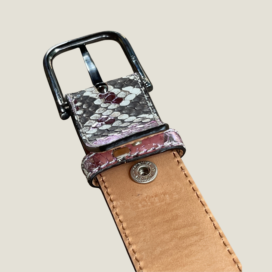 Pythonleder Gürtel 4 cm breit 90 cm Handmade Unisex