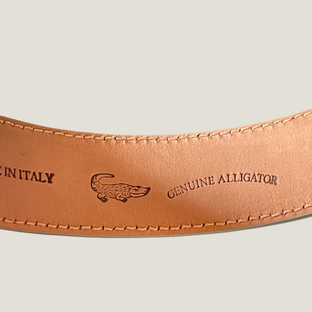 Alligator Ledergürtel 3,5 cm breit Handarbeit