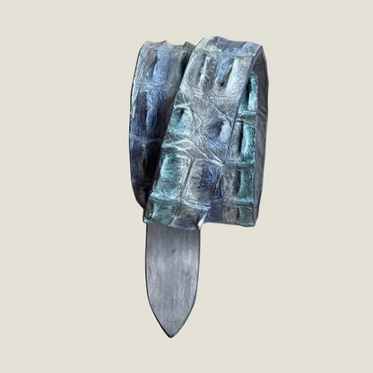 Gürtel echt Krokodilleder 4 cm breit 100 cm Handbemalt