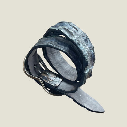 Gürtel echt Krokodilleder 4 cm breit 100 cm Handbemalt