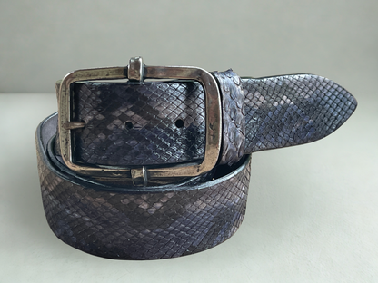 Pythonleder Gürtel 4 cm breit 95 cm Blau Unisex