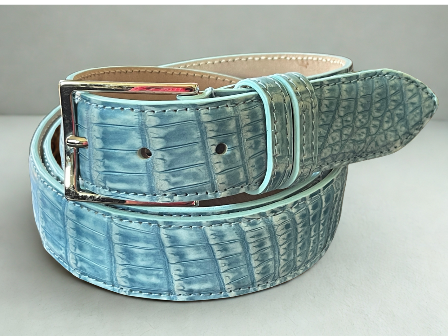 Alligator Ledergürtel 3,5 cm breit Handarbeit