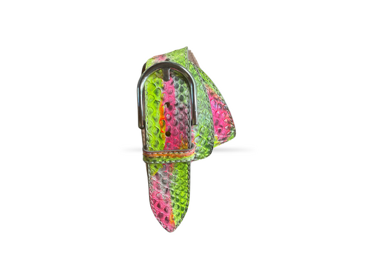 Pythonleder Gürtel Neonfarben 4 cm breit 90 cm Handbemalt