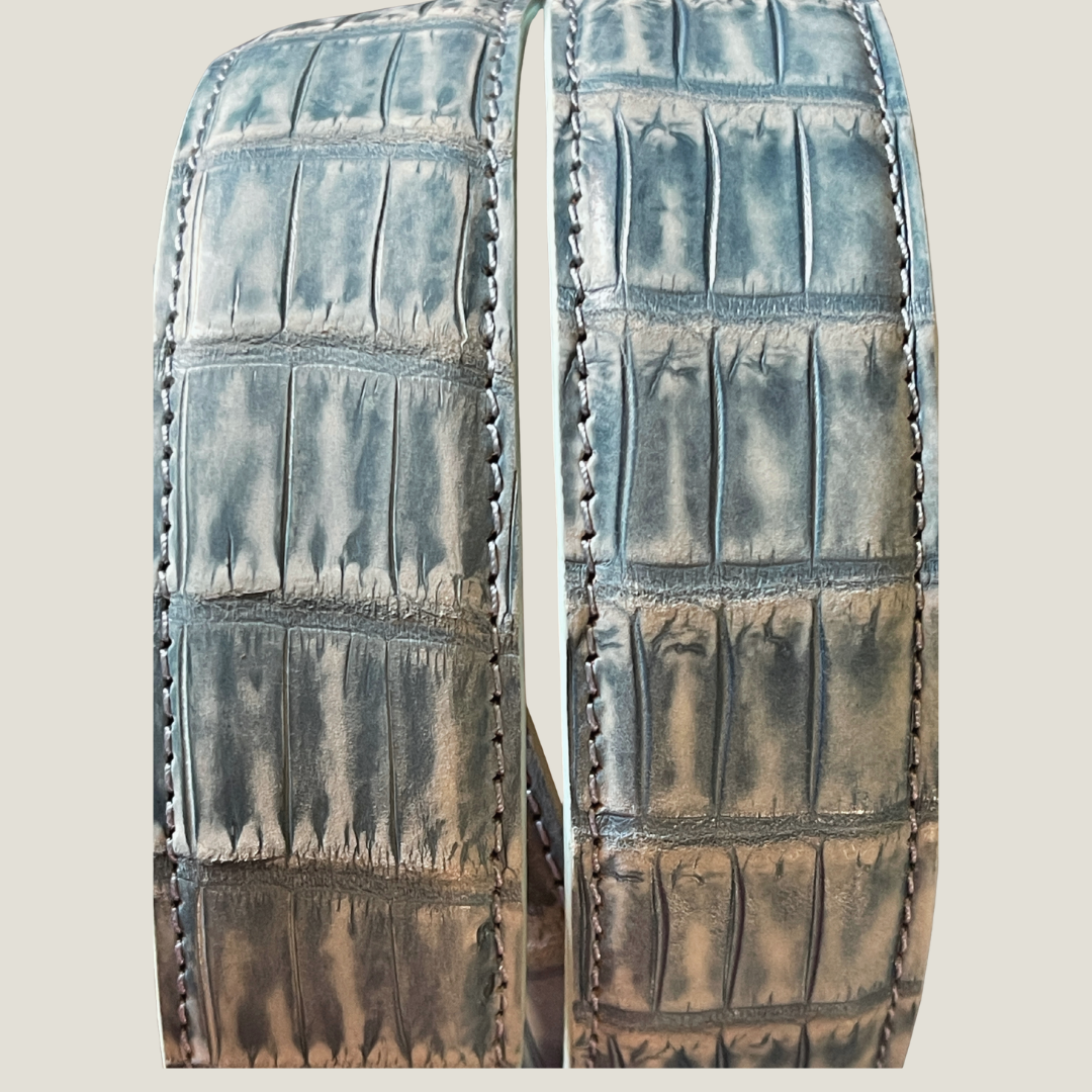 Alligator Ledergürtel 3,5 cm breit Handarbeit