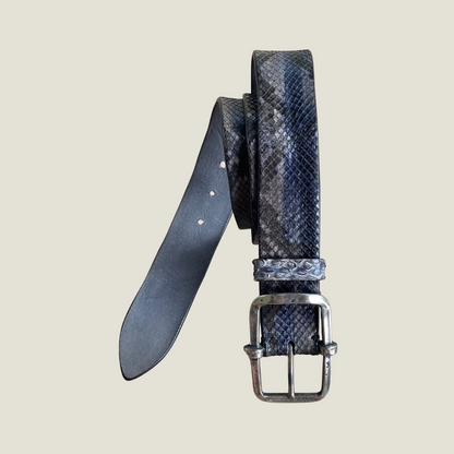 Pythonleder Gürtel 4 cm breit 95 cm Blau Unisex