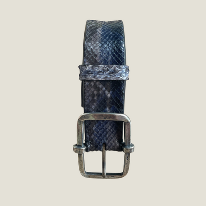 Pythonleder Gürtel 4 cm breit 95 cm Blau Unisex