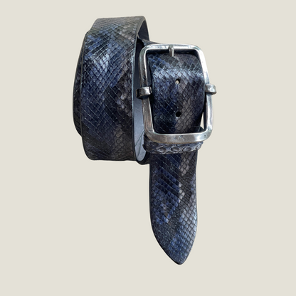 Pythonleder Gürtel 4 cm breit 95 cm Blau Unisex