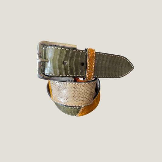Python Kobra Patch Gürtel 4 cm breit 90 cm Unisex