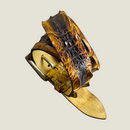 Krokodilleder Gürtel 4 cm breit 90 cm handbemalt