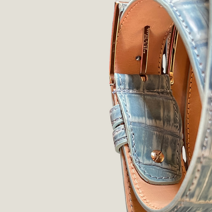 Alligator Ledergürtel 3,5 cm breit Handarbeit