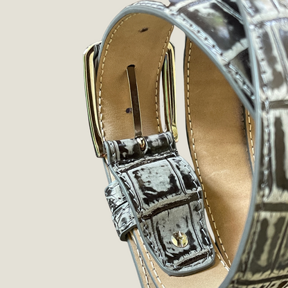 Alligatorleder Gürtel 3,5 cm breit handarbeit Unisex