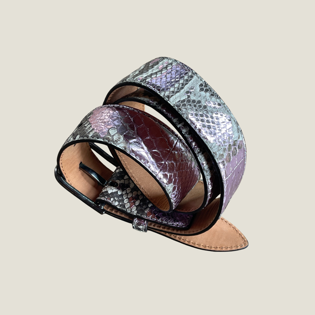 Pythonleder Gürtel 4 cm breit 90 cm Handmade Unisex