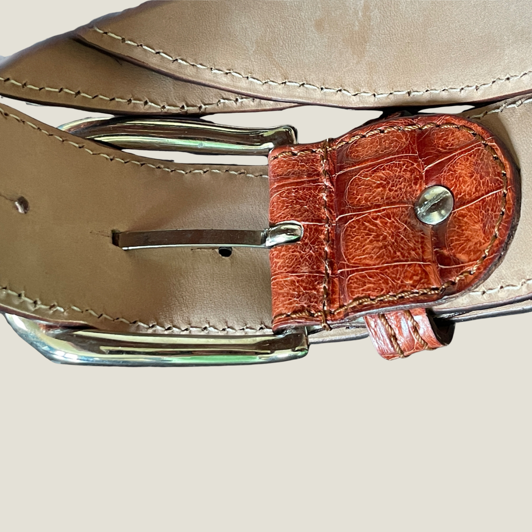 Krokodilleder Gürtel braun Unisex 4 cm breit