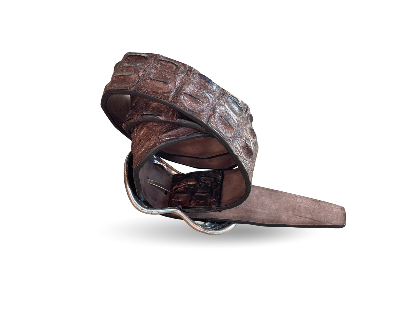 Krokodilleder Gürtel 4 cm breit 90 cm Unisex Handbemalt