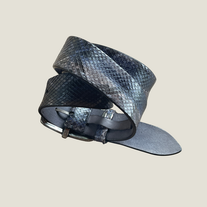 Pythonleder Gürtel 4 cm breit 95 cm Blau Unisex
