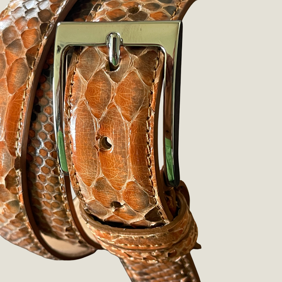 Pythonleder Gürtel 3,5 cm breit Handgefertigt Italien