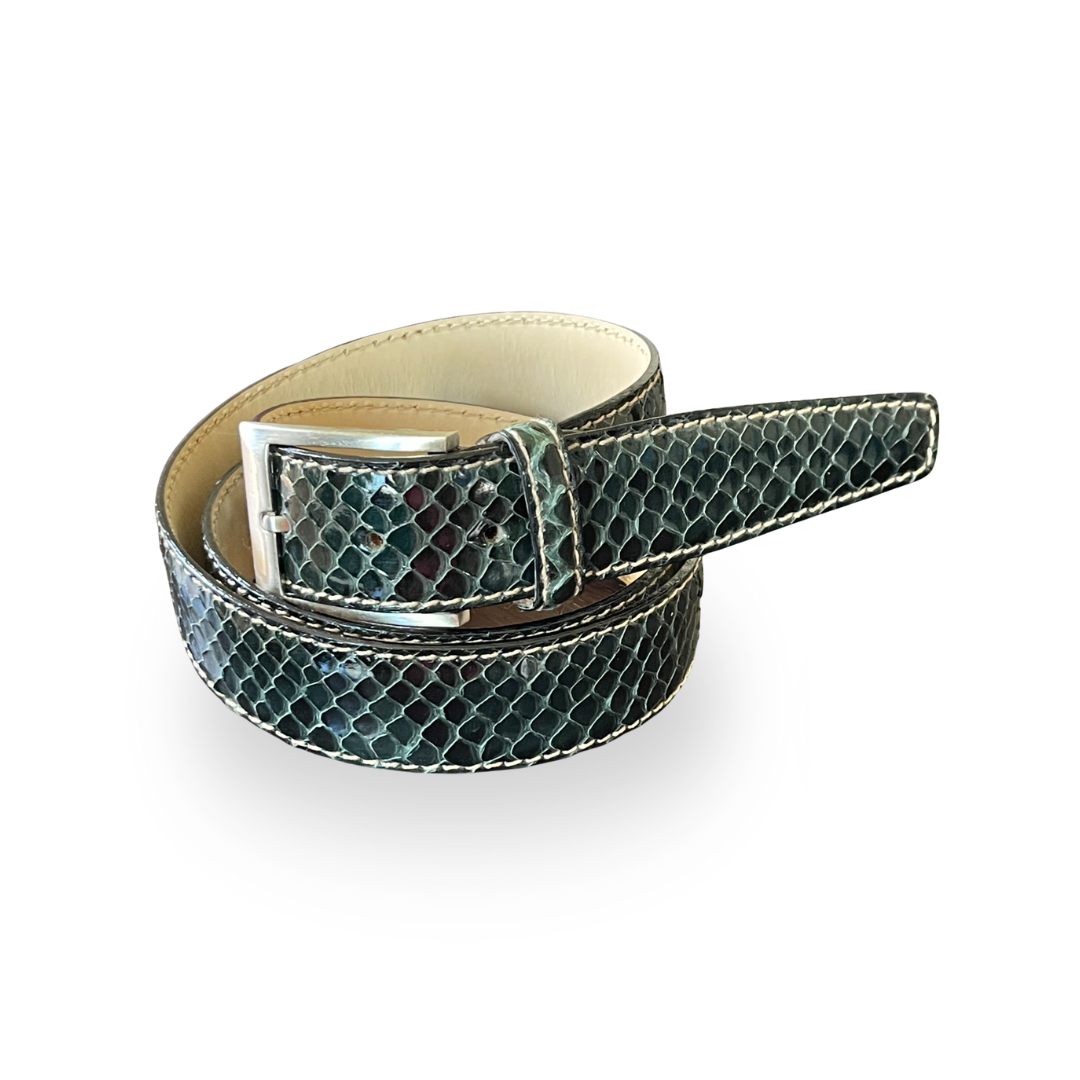 Pythonleder Gürtel 3,5 cm breit Handgefertigt in Italien