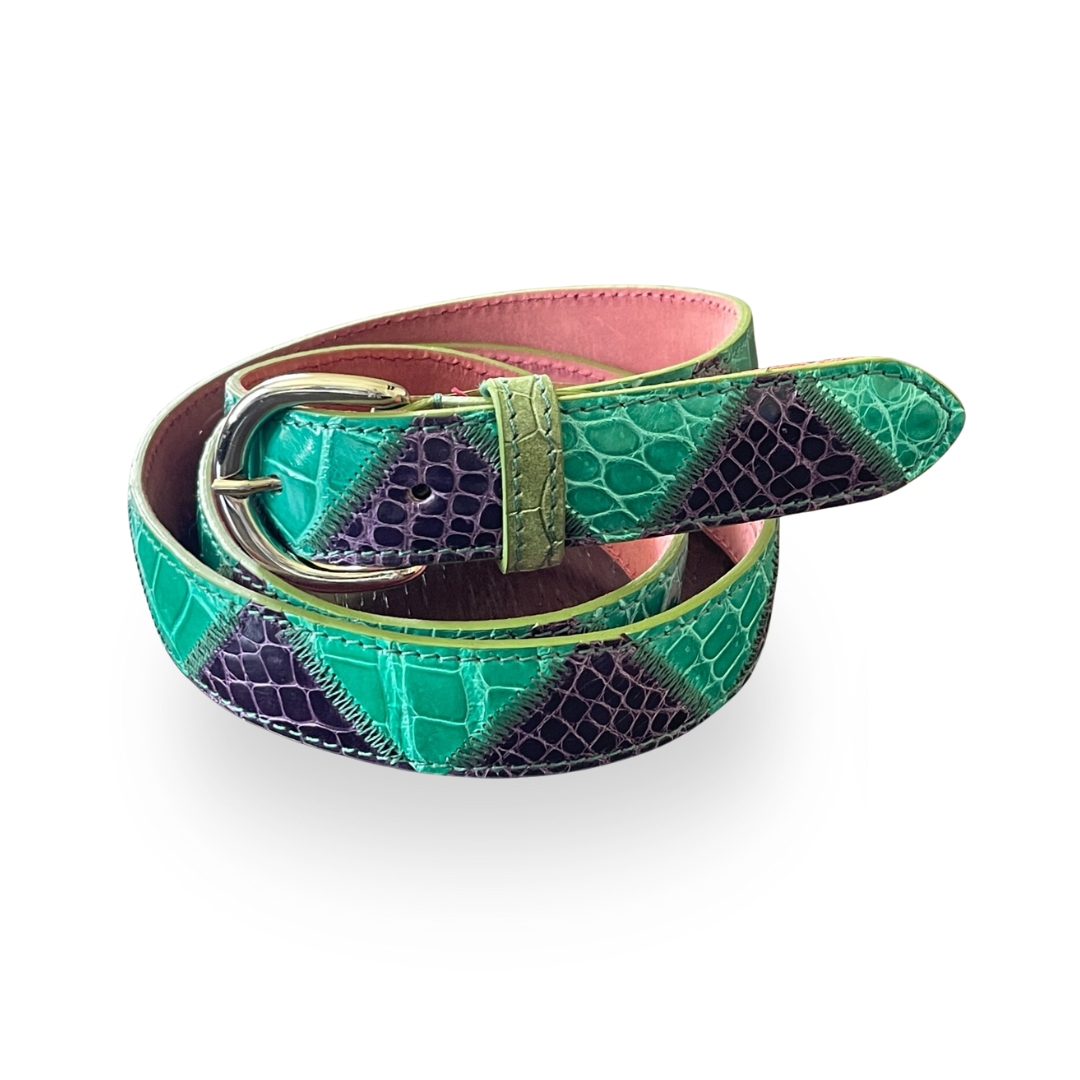 Alligatorleder Gürtel Patch 3 cm breit handgefertigt in Italien