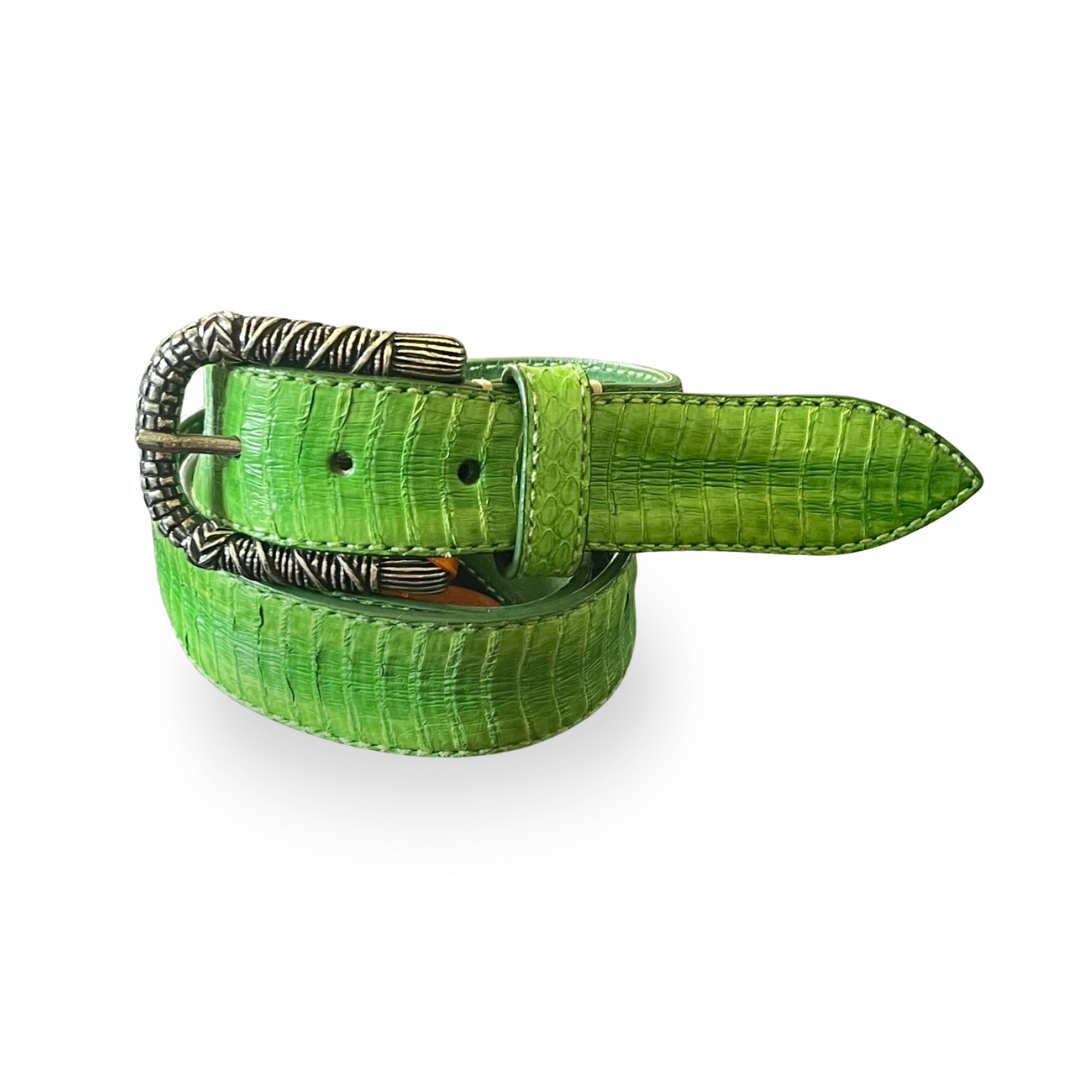 Gürtel Unisex Kobraleder Grün 3,5 cm breit 90 cm