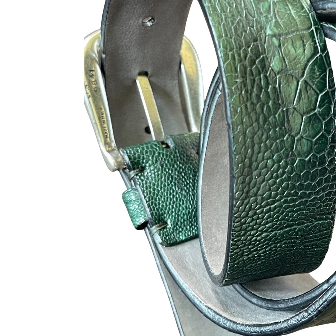 Straußenleder Gürtel 3,5 cm breit 95 cm Unisex Handarbeit Made in Italien