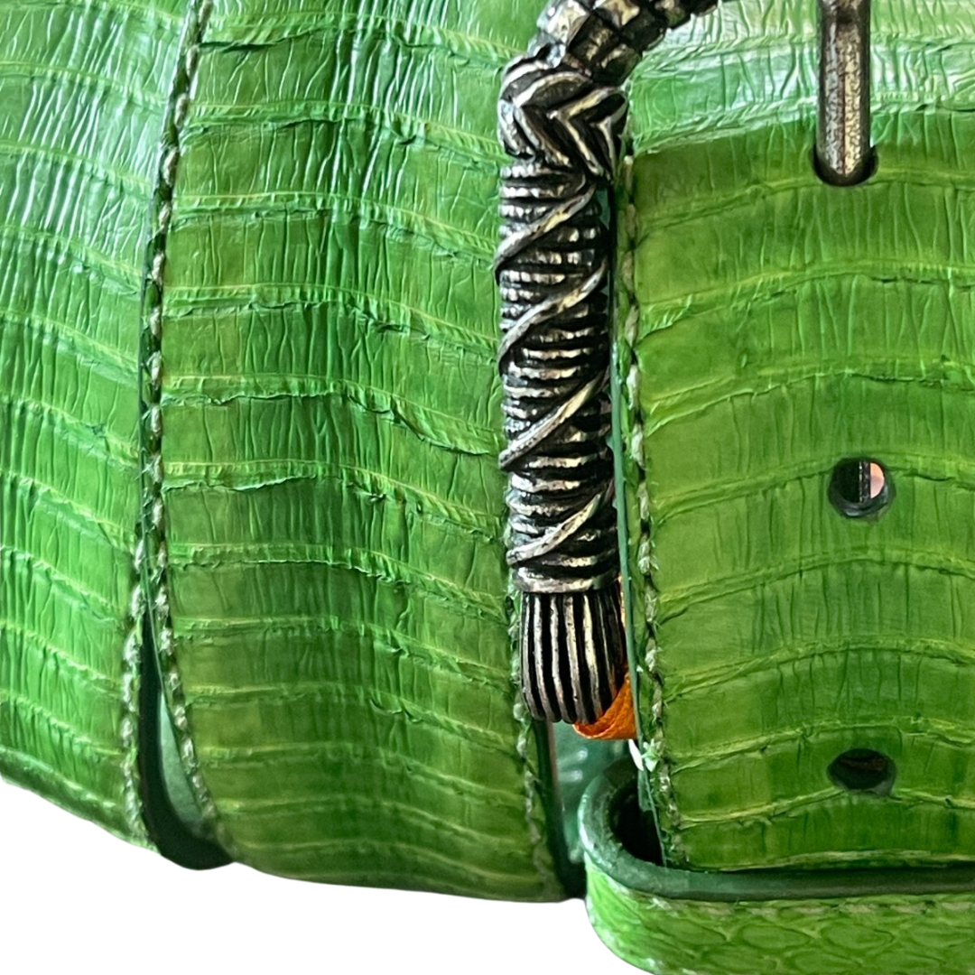 Gürtel Unisex Kobraleder Grün 3,5 cm breit 90 cm