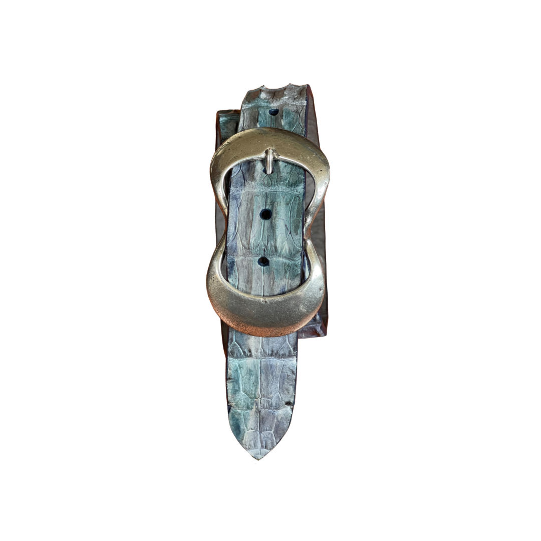 Gürtel echt Krokodilleder 4 cm breit 100 cm Handbemalt